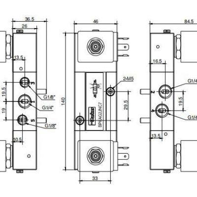 Parker派克气动方向控制阀管式安装BNKAG2NC7三位五通电磁阀图4