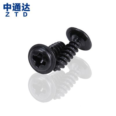 厂销铁镀镍盘圆头十字自带垫片介子自攻螺丝钉大帽头螺钉M3现货图2