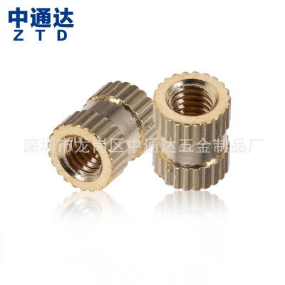 厂销热熔注塑铜螺母M5双通圆铜嵌件热熔预埋滚花加长铜螺母M6现货图2
