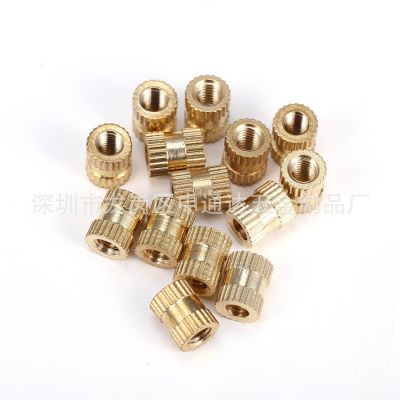 厂销注塑铜螺母M3双通圆铜嵌件预埋热熔滚花加长铜螺母m3倒角现货图2