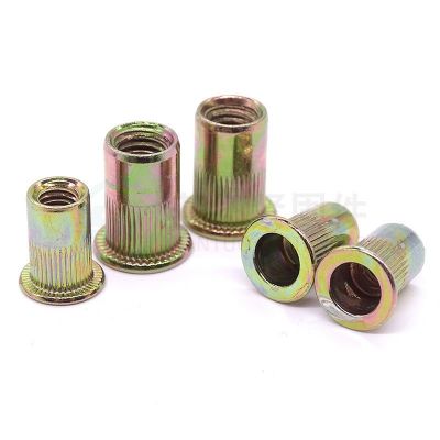 拉铆螺母 镀彩锌平头竖纹铆螺母滚花拉铆母 镀锌平头半六角图4