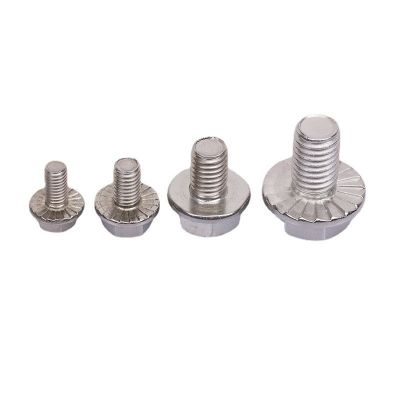 304不锈钢 六角法兰面螺栓 法兰螺丝 防滑螺丝 法兰杆 国标GB5789图5