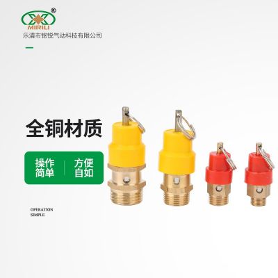 弹簧式空压机红黄帽气泵安全阀1分2分铜材质泄气压阀泄气压力8KG图3