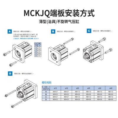 不旋转气压缸薄型治具活塞杆采用六角轴心复动型耐腐蚀气压缸批发图4