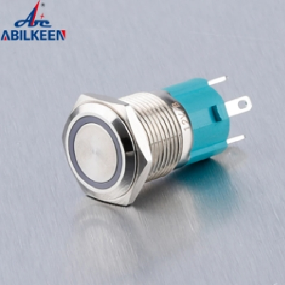 埃贝肯电气16mm平头金属按钮开关 10A大电流带LED环形灯自锁开关图3