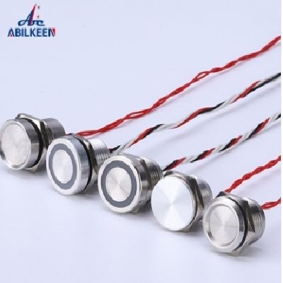 批发采购16mm带LED环形灯压电开关 IP68防水自锁复位陶瓷触摸开关图2