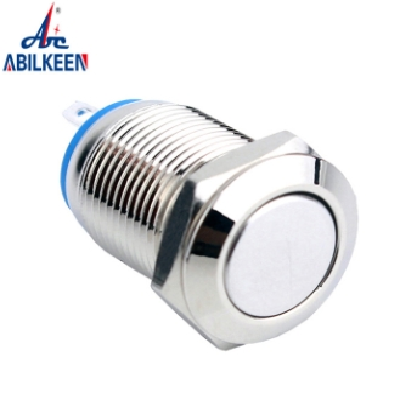 新款促销12mm平头金属按钮开关 高头焊接脚IP65防水自复位按键开关图2