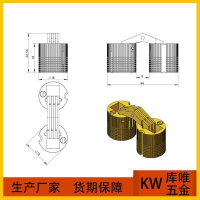 18 纯铜铰链一字暗藏铰链水桶铰暗铰180度纯铜合页家具装饰盒铰链图2