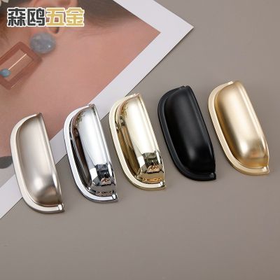 贝壳拉手美式仿古柜橱柜抽屉半圆把手欧式轻奢铜拉丝亮铬 拉手批发图4