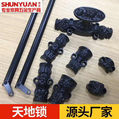 厂家供应欧式仿古家具复古大号天地锁刻花拉手仿古锁橱柜锁长杆锁图2