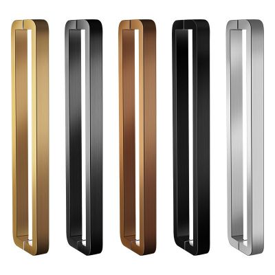 定制方管双弯不锈钢玻璃门大门把手拉丝玫瑰黑钛有框门KTV长拉手图4