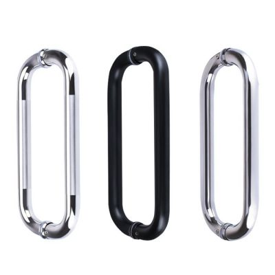 定制方管双弯不锈钢玻璃门大门把手拉丝玫瑰黑钛有框门KTV长拉手图3