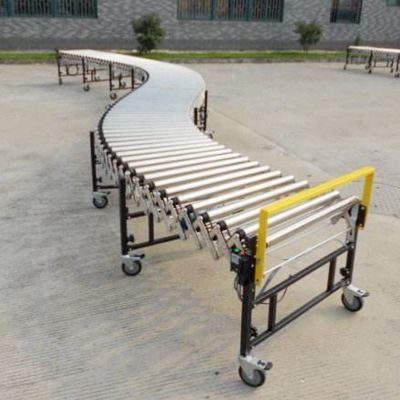 无动力伸缩滚筒流水线卸货神器滚筒线可调弯度高度伸缩转弯滚筒线图4