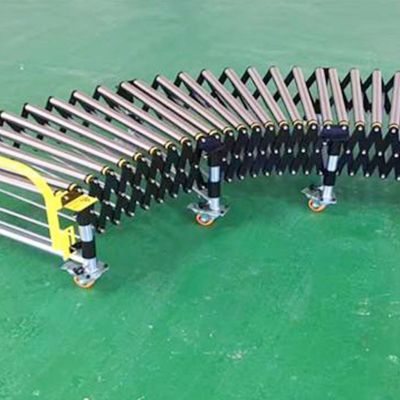 无动力伸缩滚筒流水线卸货神器滚筒线可调弯度高度伸缩转弯滚筒线图3