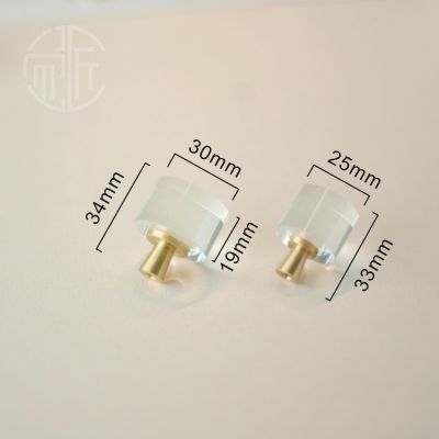 原创黄铜水晶玻璃圆拉手 单孔现代简约八角水晶拉手 橱柜衣柜拉手图4