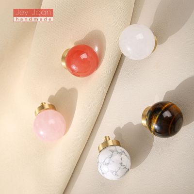 天然水晶拉手轻奢金色铜把手衣柜门鞋柜抽屉黄铜水晶圆球拉手图3