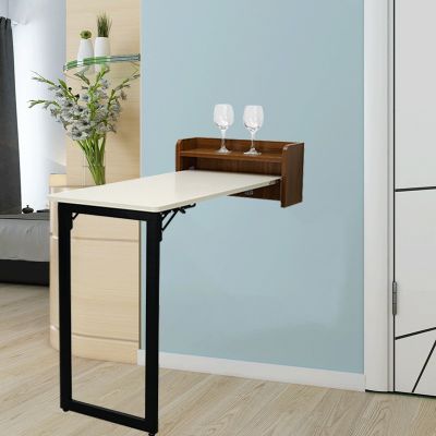 下翻式隐形折叠餐桌橱柜书桌吧台多功能壁挂悬挂桌隐藏式折叠吧台图3