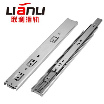 45宽抽屉滑轨三节缓冲阻尼导轨液压自吸阻尼滑轨8寸三节缓 冲滑轨图2