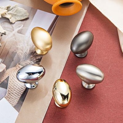 意式法式椭圆拉手鸽子蛋门把手轻奢单孔衣橱门抽屉亮金色铜色拉手图5