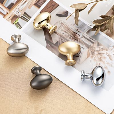 意式法式椭圆拉手鸽子蛋门把手轻奢单孔衣橱门抽屉亮金色铜色拉手图3