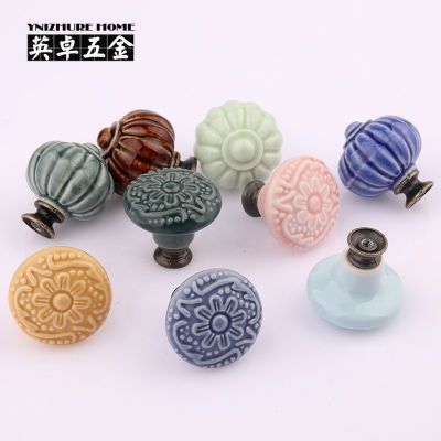 简约乡村风陶瓷拉手纯色彩釉抽屉衣柜鞋橱柜门拉手欧式田园小把手图2
