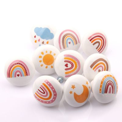 创意卡通陶瓷可爱彩虹天气抽屉拉手橱柜门衣柜把手环保幼儿园把手图4