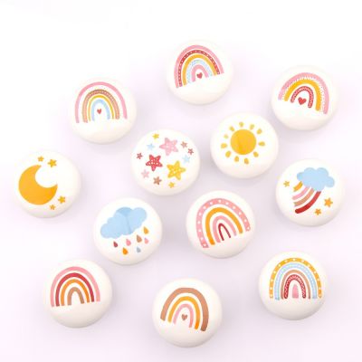 创意卡通陶瓷可爱彩虹天气抽屉拉手橱柜门衣柜把手环保幼儿园把手图5