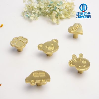 创意卡通儿童房柜门拉手可爱猫爪衣柜子把手小孩房间黄铜抽屉拉手图3