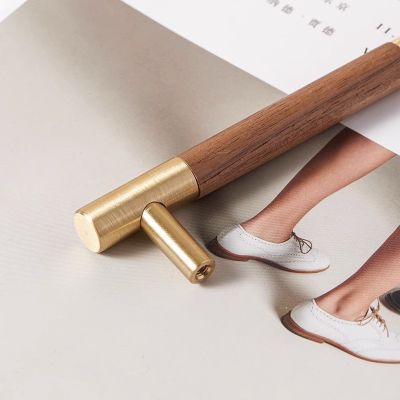 黑胡桃黄铜拉手新中式家具黑胡桃柜子衣柜门拉手实木拉手多款可选图3