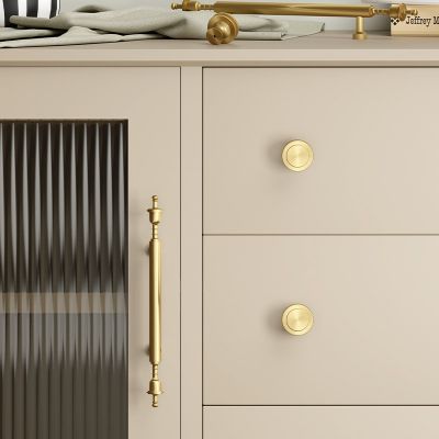 皇冠黄铜柜门拉手金色欧式法式美式纯铜大衣柜抽屉橱柜餐边柜把手图2