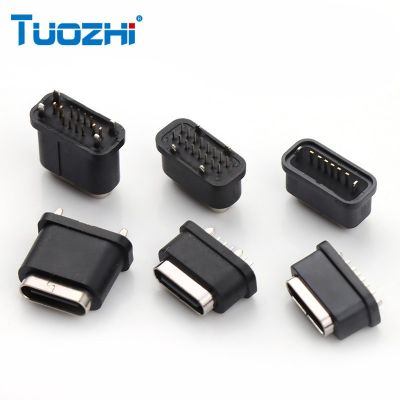 TYPE-C 16PIN防水母座板上四脚插板 全贴 直插IPX7级C口10 .2H6.8H图4