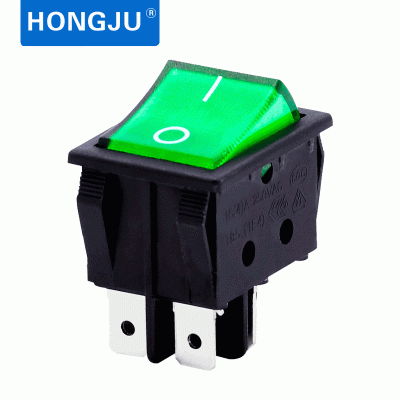 直销防水带灯船型开关 16A/125V 30*25mm 两脚三挡 带灯翘板开关图2