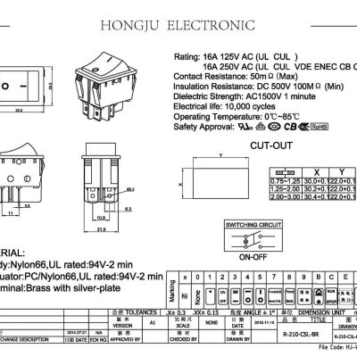 直销防水带灯船型开关 16A/125V 30*25mm 两脚三挡 带灯翘板开关图3