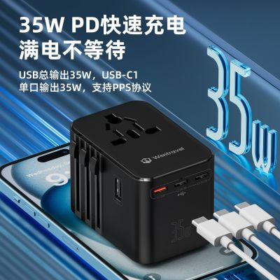 转换插头35W GaN快充美英规多国转换头迷你便携跨境旅行转换插座图2