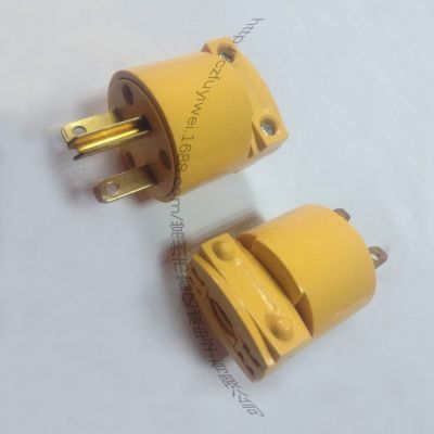 美式美标插头 6-15P全铜黄色装配可拆接电线防爆抗摔工业电源插头图3