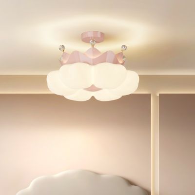 新款儿童房间灯奶油风全光谱护眼卧室吸顶吊灯简约公主房皇冠灯具图3