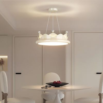 新款儿童房间灯奶油风全光谱护眼卧室吸顶吊灯简约公主房皇冠灯具图2