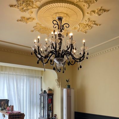 法式复古黑色水晶吊灯欧式高级感餐厅客厅主卧室书房大气蜡烛灯图4