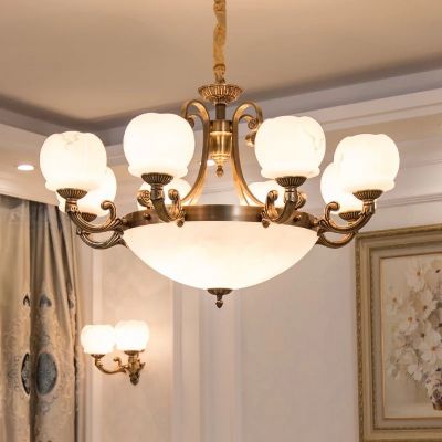 美式全铜云石客厅大吊灯大厅餐厅卧室简约大气奢华别墅复式楼灯具图3