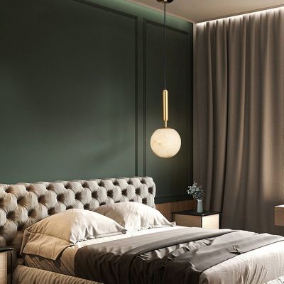 新中式全铜云石吊灯现代简约玄关吧台楼梯卧室床头小吊灯餐厅轻奢图4