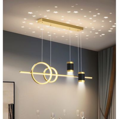 餐厅灯2022年新款吊灯轻奢现代简约长条北欧餐桌吧台饭厅星空 灯图3