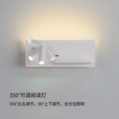 现代简约LED铝材阅读壁灯USB无线手机充电带开关书房卧 室床头壁灯图3