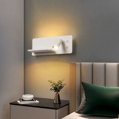 现代简约LED铝材阅读壁灯USB无线手机充电带开关书房卧 室床头壁灯图2