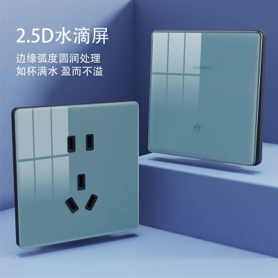 玻璃插座超薄钢化玻璃墙壁开关插座面板家用暗装五孔一开16AUSB插图4