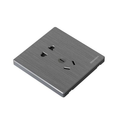 灰色家用墙壁开关插座5五孔一开双控暗装16A空调86型拉丝灰色面板图5