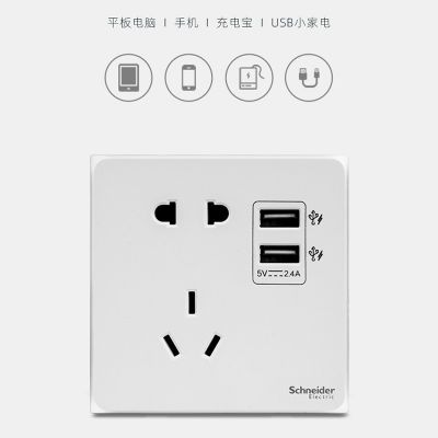 施耐德皓呈开关插座面板一开双控 二三插五孔插座墙壁插座家用USB图5