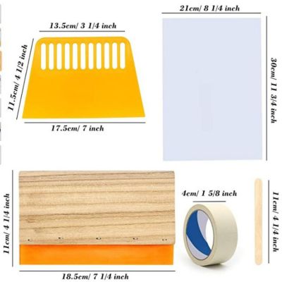 丝网印刷套件手工diy入门六件套木质丝印框架、刮刀喷墨透明膜等图3