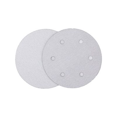 白砂9寸 9寸6孔圆形背绒白砂纸干磨自粘式砂盘拉绒抛光机打磨批发图2