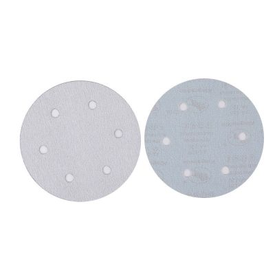 白砂9寸 9寸6孔圆形背绒白砂纸干磨自粘式砂盘拉绒抛光机打磨批发图3