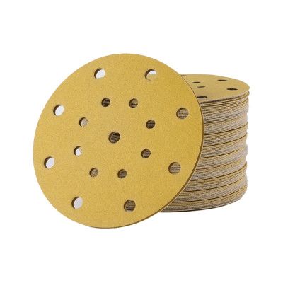 6寸17孔5寸6孔背绒砂纸150mm汽车油漆腻打磨圆盘砂纸干磨黄砂砂纸图5